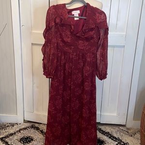 Anthropologie Steele Sahara Pinot Red Ruffle Dress